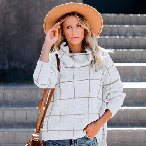 High Neck Classical Plaid Knitted Sweater