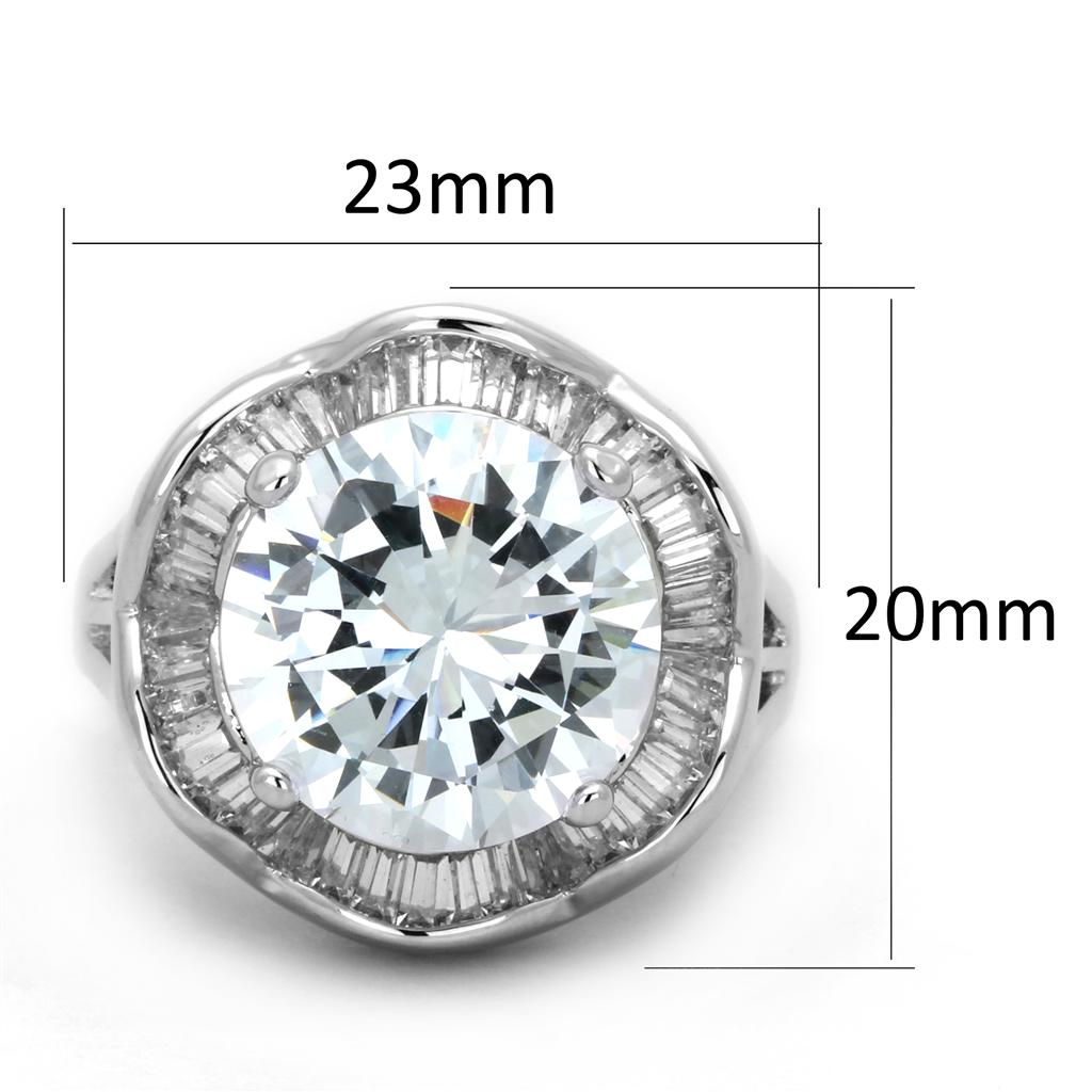 Rhodium Brass Ring with AAA Grade CZ 3W589