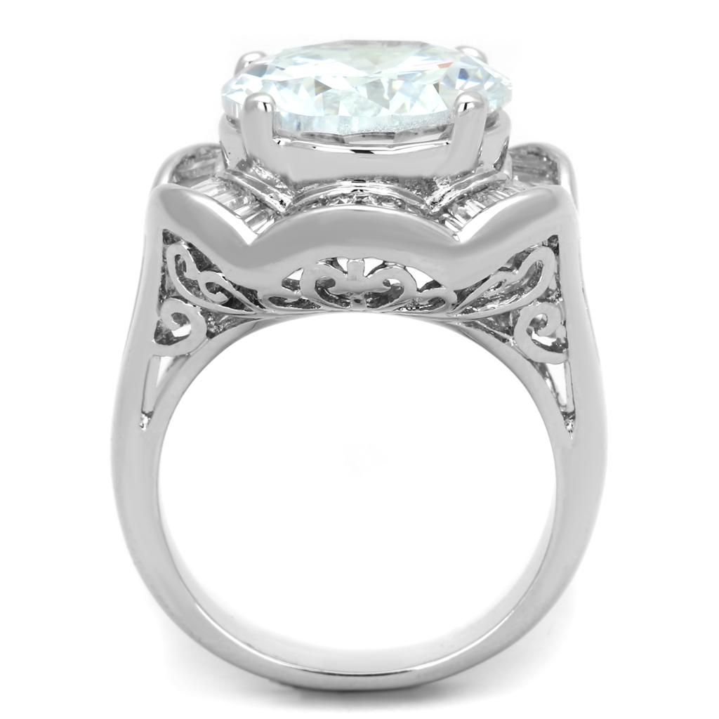 Rhodium Brass Ring with AAA Grade CZ 3W589