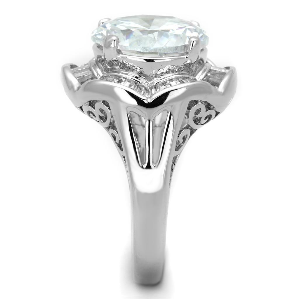 Rhodium Brass Ring with AAA Grade CZ 3W589