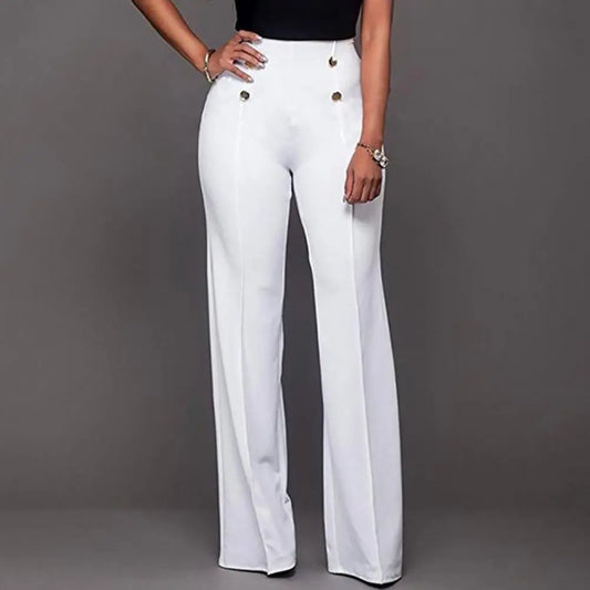 Solid High Waist Color Flare Pants