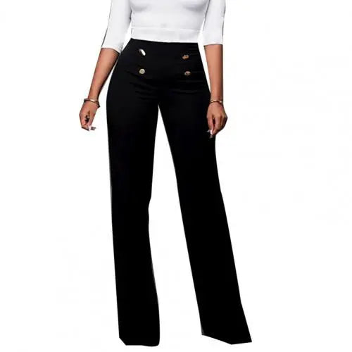 Solid High Waist Color Flare Pants