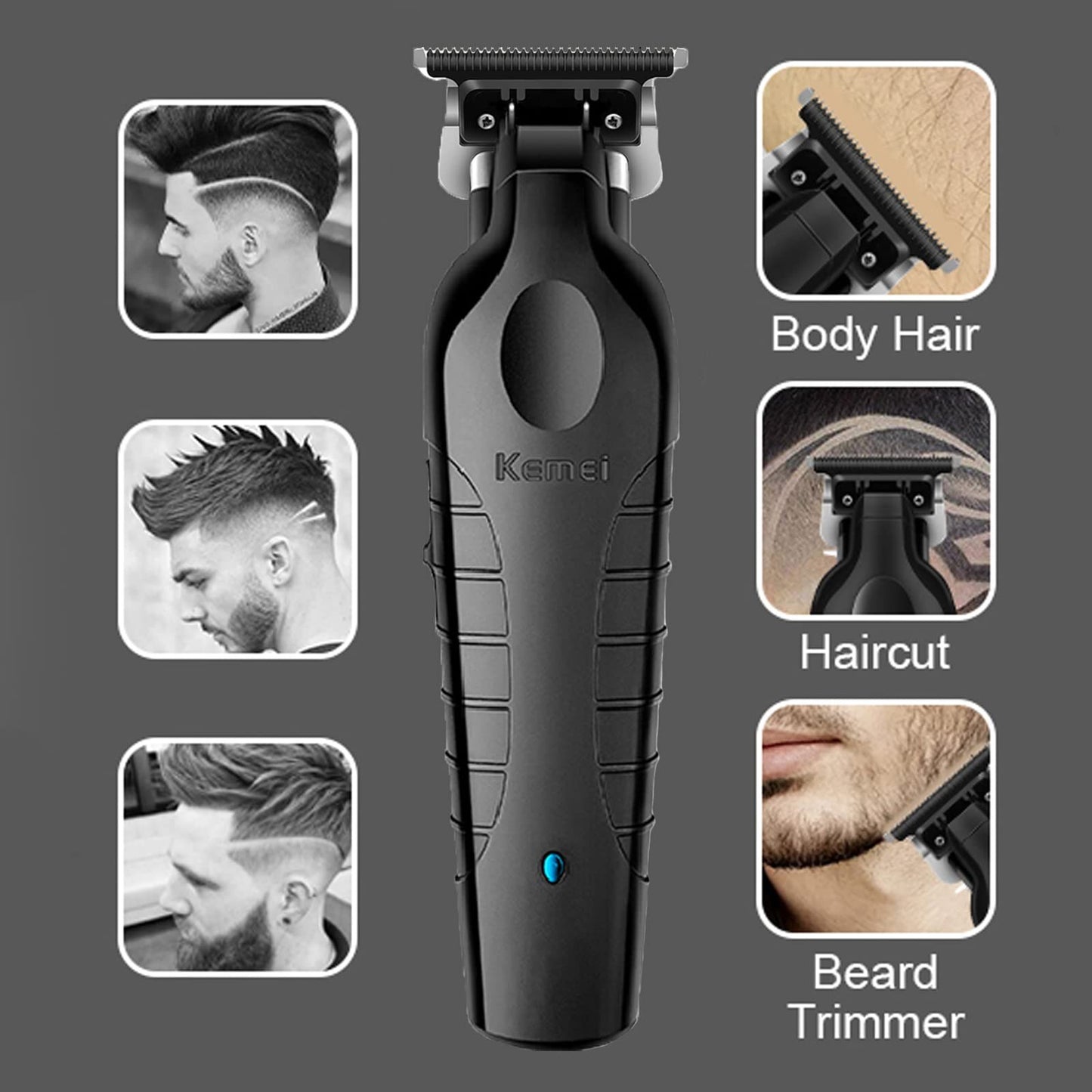 Kemei Black Hair Clippers For Men Cordless Clippers For Hair Cutting