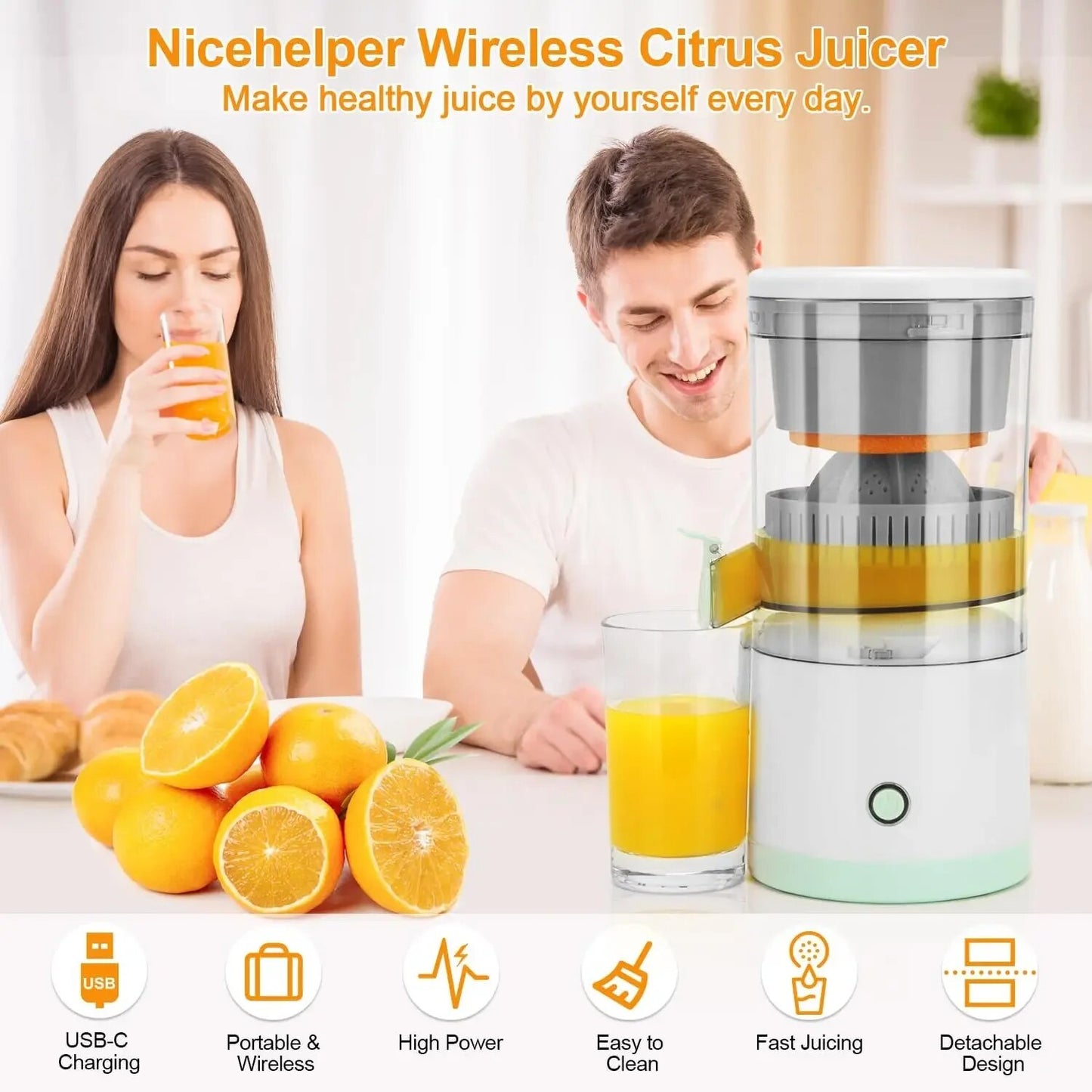 Portable Small Home Fruit Juicer - Electric/Stainless
