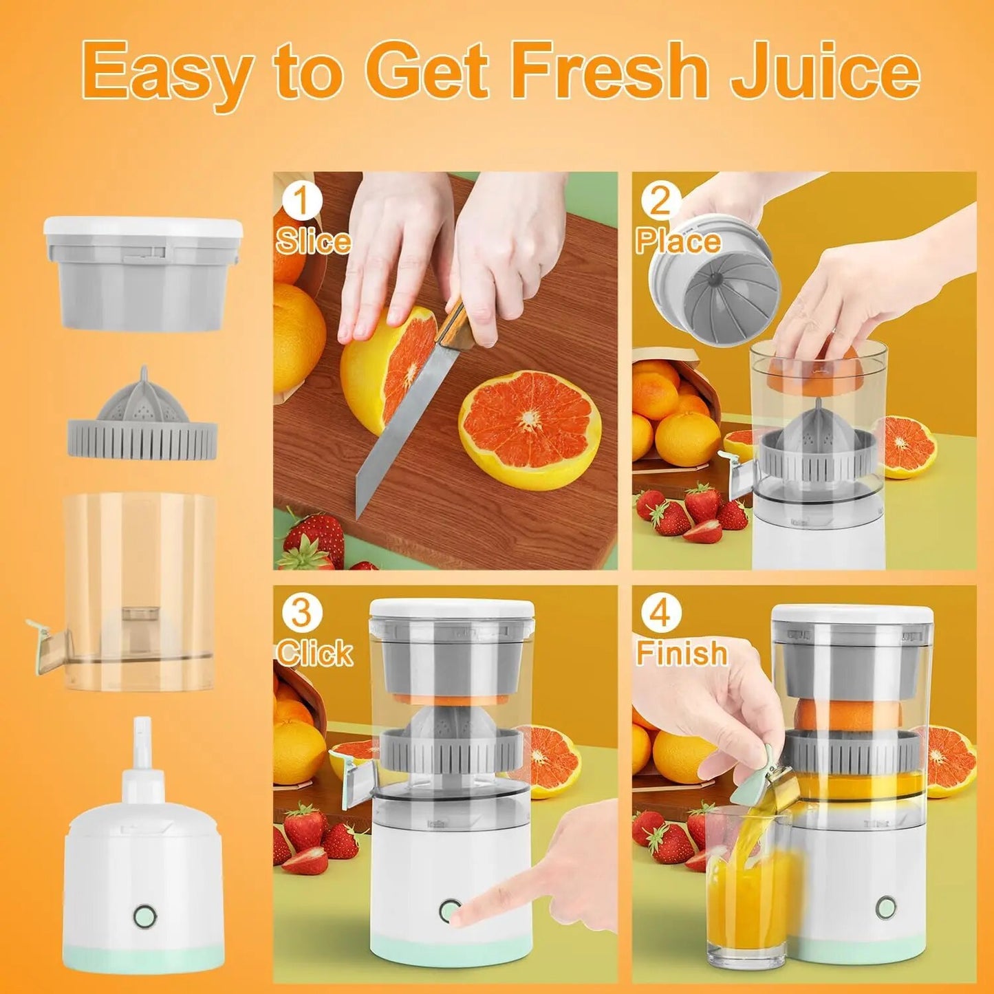 Portable Small Home Fruit Juicer - Electric/Stainless