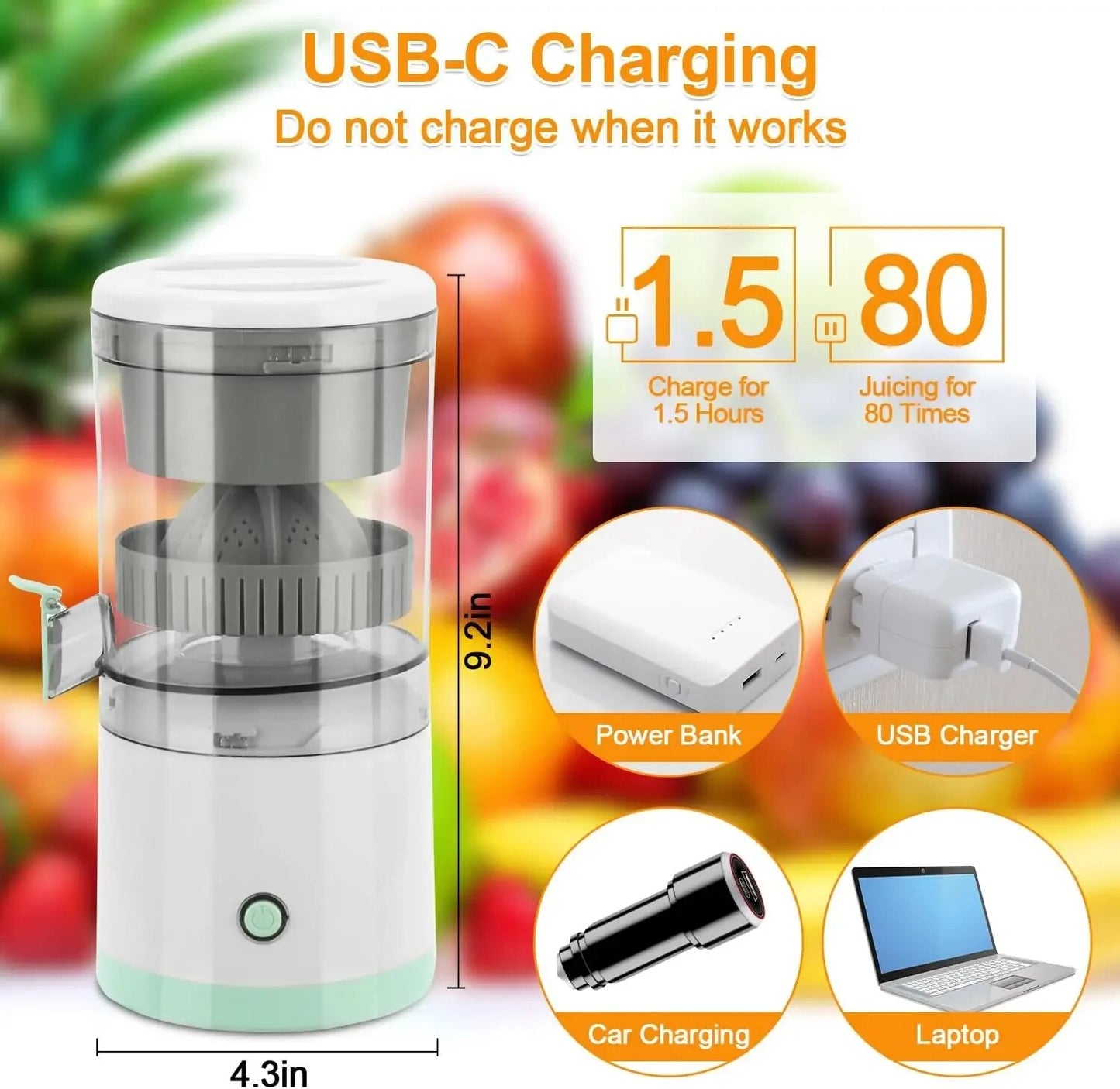 Portable Small Home Fruit Juicer - Electric/Stainless