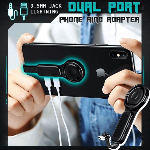 Dual Port Phone Ring Holder Adapter for Lightning Jack Adapter iphone