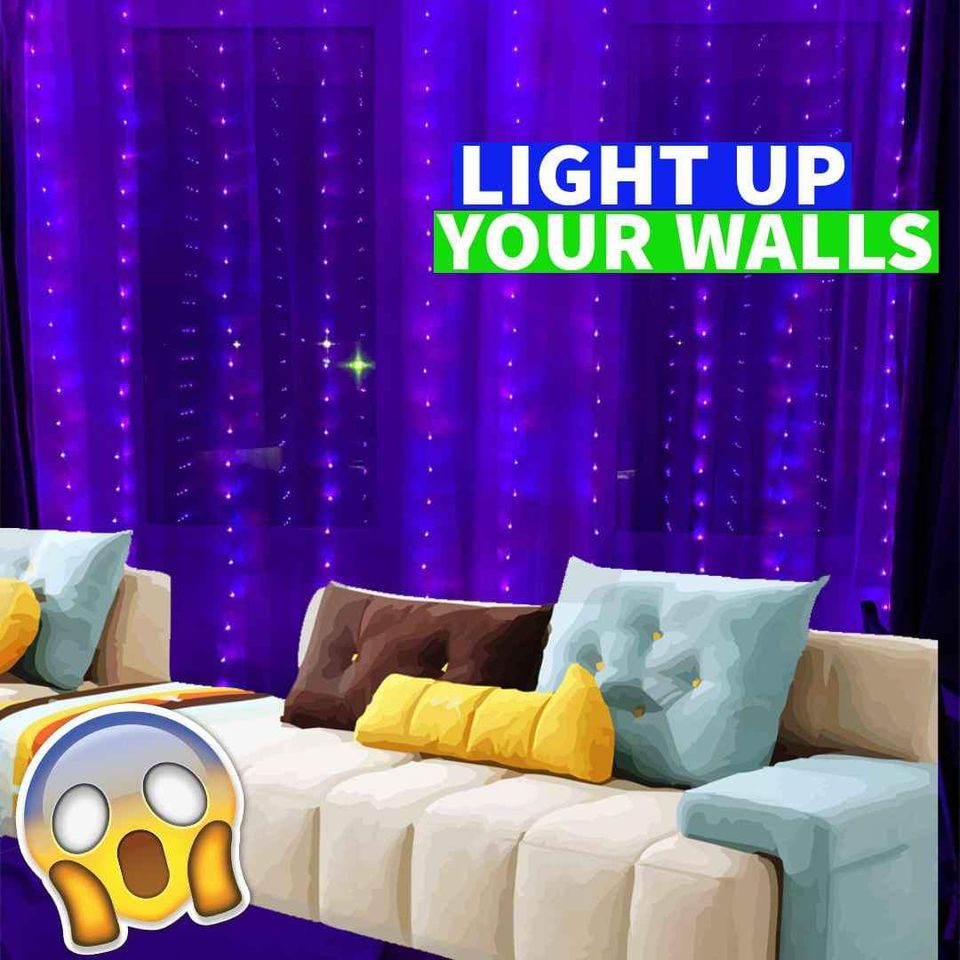 Ollny 180 LED Clear Wire Lights to use as Curtain Lights 8 Modes