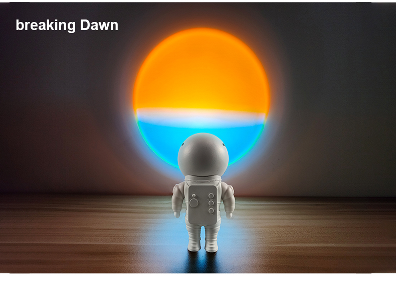 Rechargeable  Astronaut LED Sunset Projection Lamp with Base