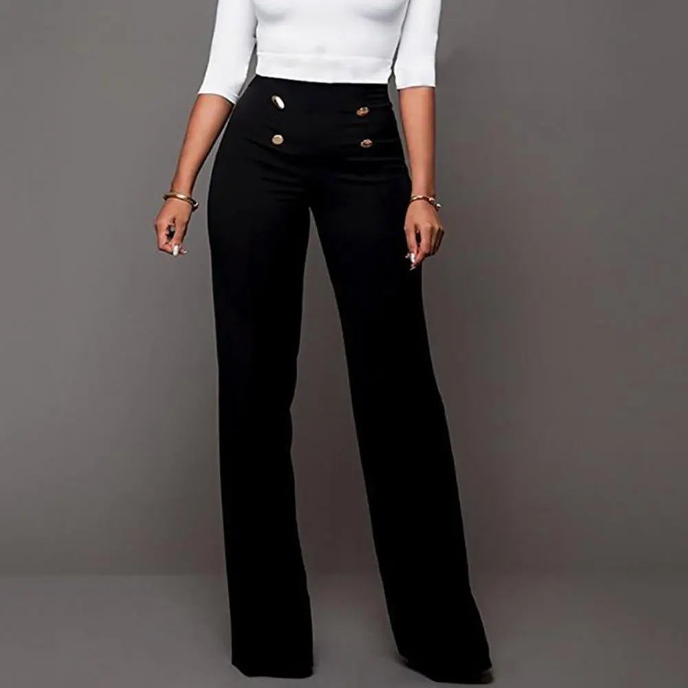 Solid High Waist Color Flare Pants