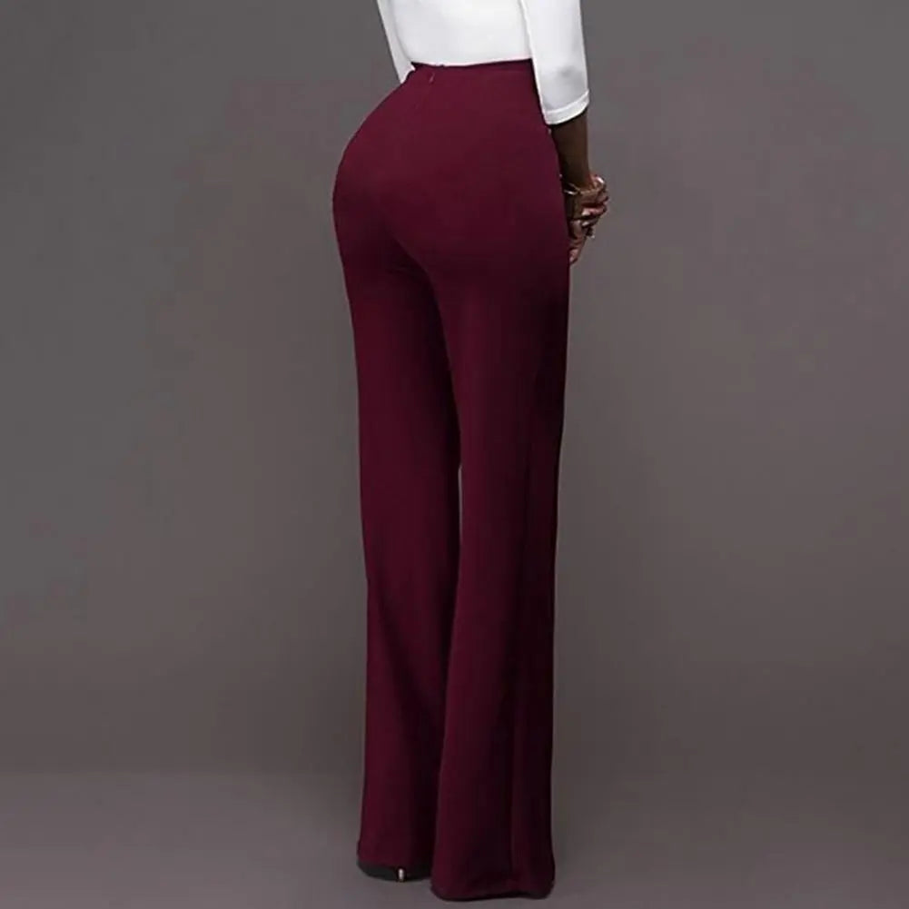 Solid High Waist Color Flare Pants
