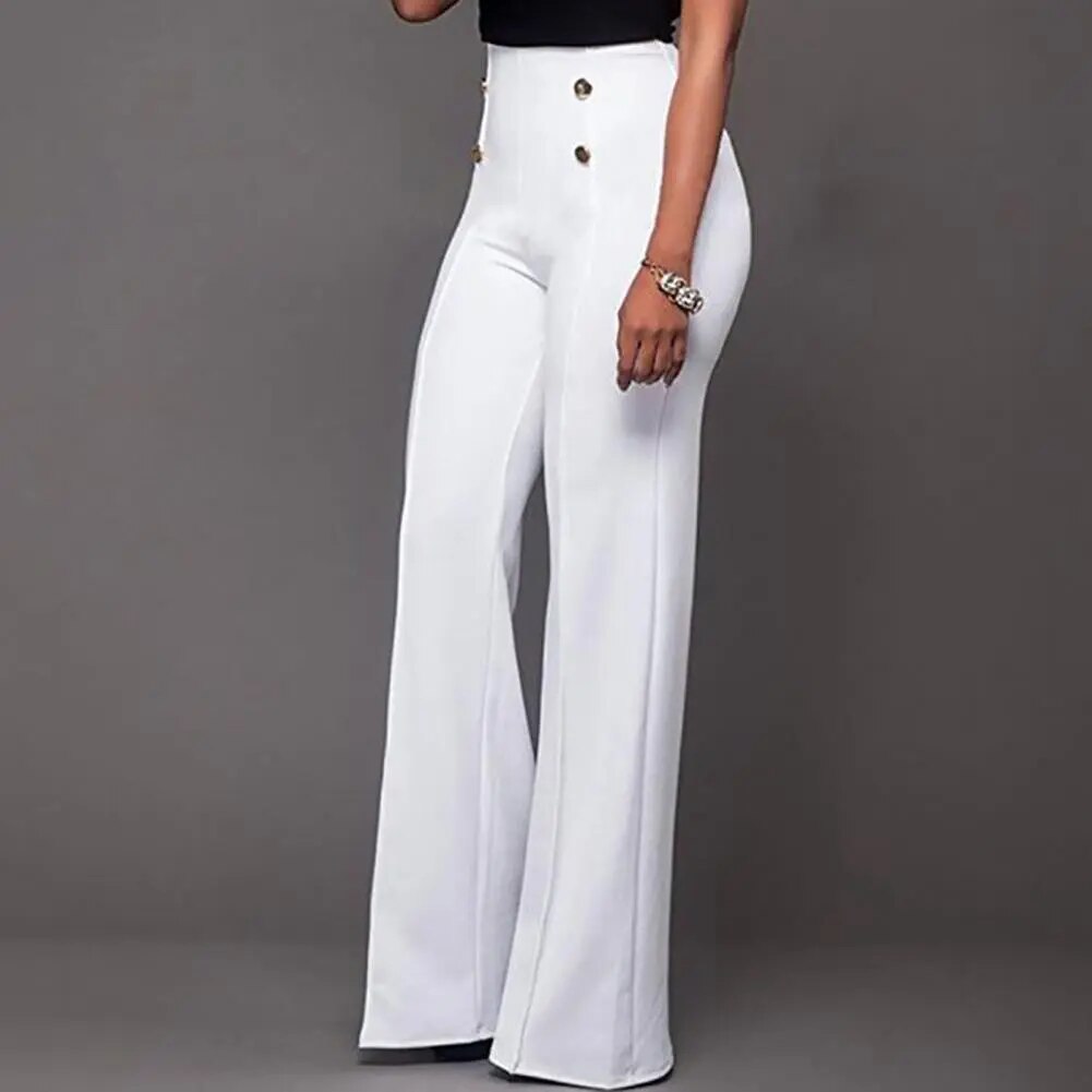 Solid High Waist Color Flare Pants