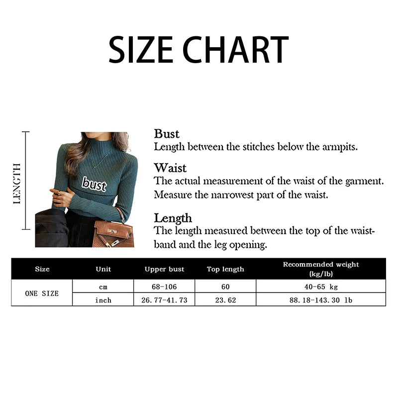 Women Mockneck Sweater Winter Long Sleeve Knitted Bottoming Solid